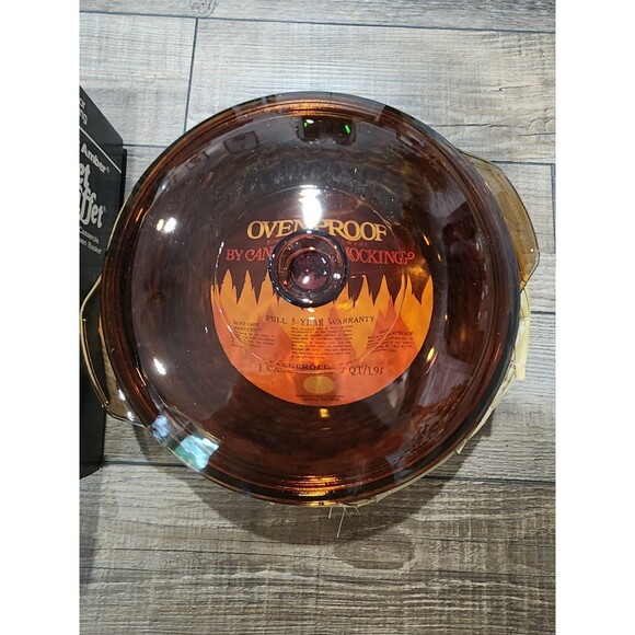 Anchor Hocking 2 qt. Casserole Dish w/ Basket Woven Harvest Amber Round NIB. - Picture 2 of 11